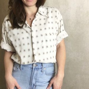 🦊 Vintage Silk and Linen Button Down Top